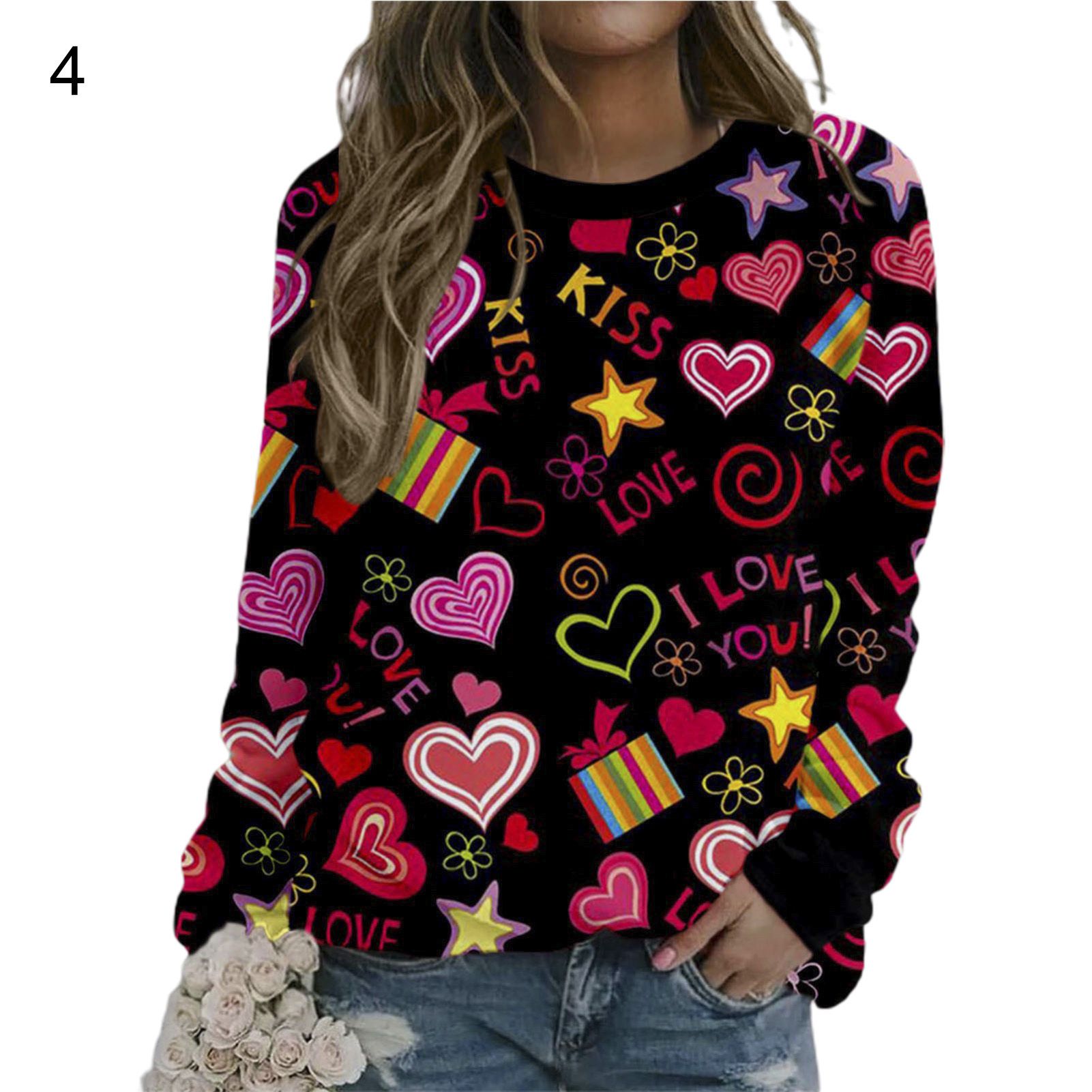 Women Pullover Long Sleeve Crew Neck Loose-fitting Sweatshirt