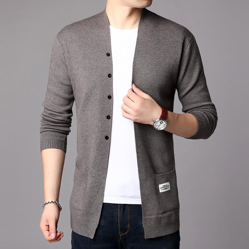 Men's Knit Cardigan New Thin Sweater Korean Style Slim Small Sweater Fashion Men's Jacket Temperament Wool Shirt 4XL