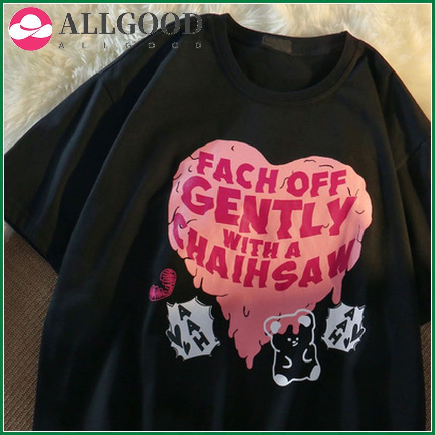 Summer  New  Loose Love Printing Short-sleeved T-shirt Female Wild Casual Couple Top