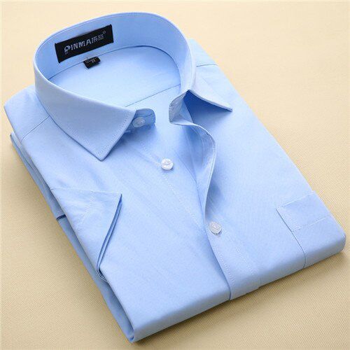 Plus size S to 8xl Summer short sleeve regular fit men'sdress shirt turn down collar twill/Plain large male clothes