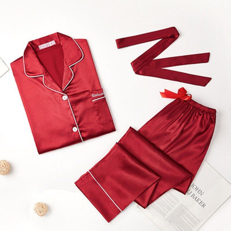 Pajamas Set Women Rayon Soft Sleepwear Fashion Print Stripe Long Pyjama Full Sleeve Shirt Pants Homewear Mom Set kPaCotAkoWkaS