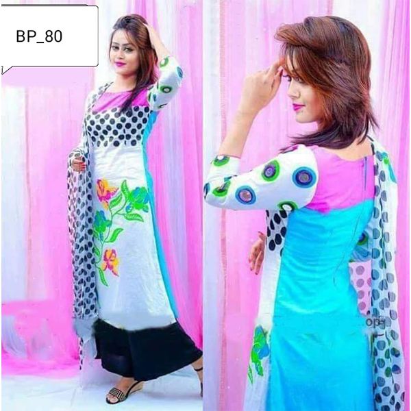 Gorgeous Unstitched Cotton Block Printed Salwar Kameez for Women (3 Piece)