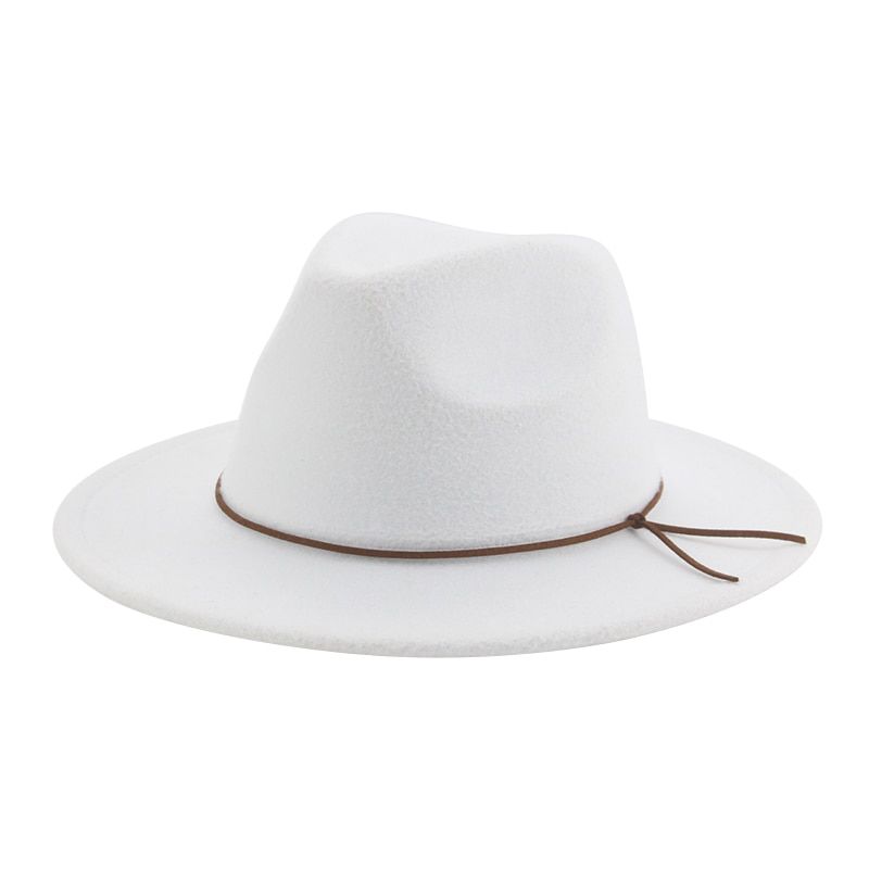 Fedoras Hat Wide Brim Camel Khaki Rope Women's Hat Panama Jazz Caps Church Formal Dress Winter Hats for Women SombrDe Mujer
