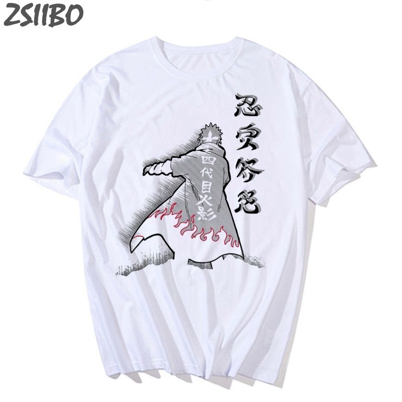 Anime Akatsuki Men's tshirt UniHarajuku Namikaze Minato Print Fake Two Piece t shirt Male Streetwear Cotton T-shirts Casual