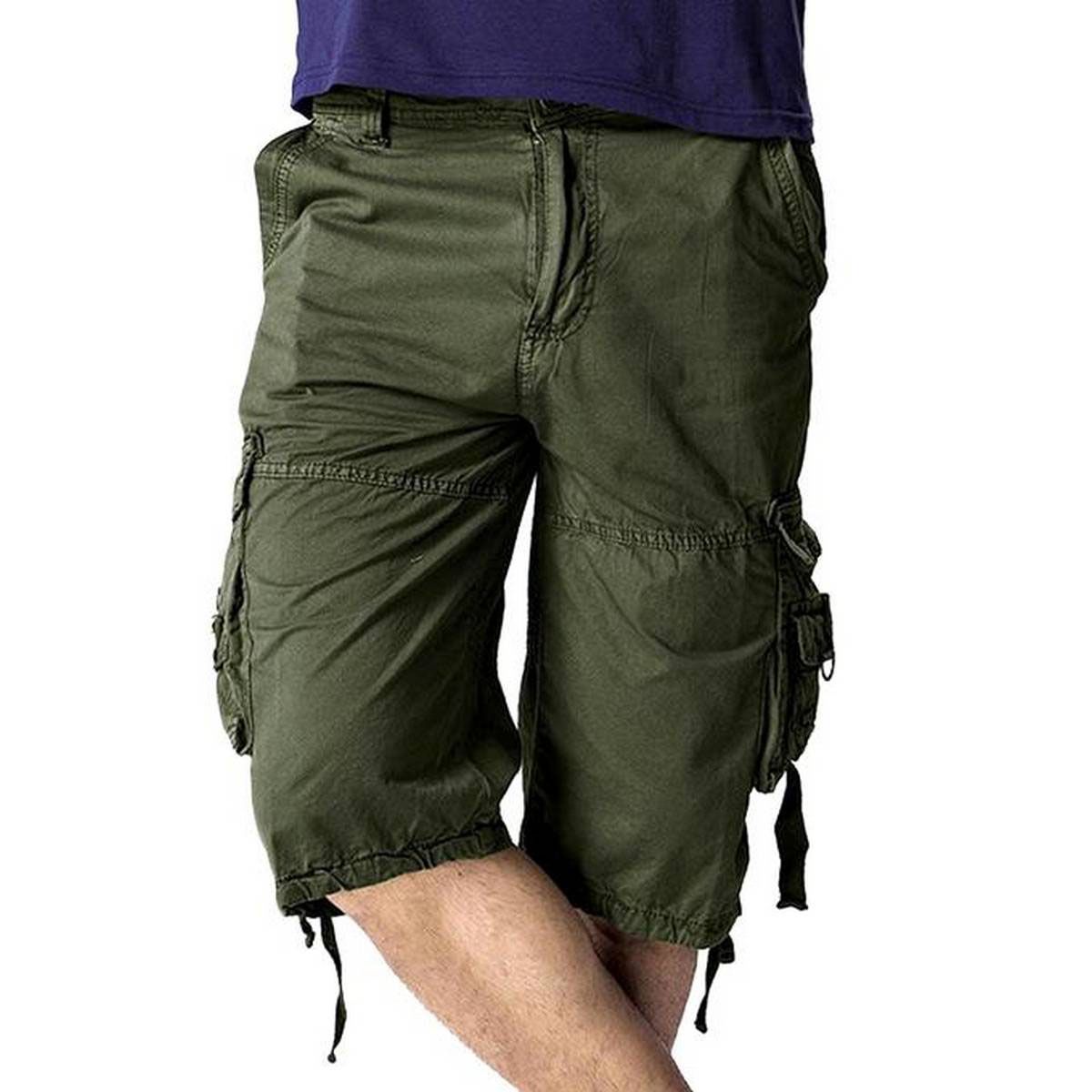 Olive Cotton Shorts For Men