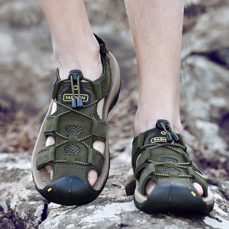 2021Genuine Leather Men Shoes Summer New Large Size Men's Sandals Men Sandals Fashion Sandals Slippers