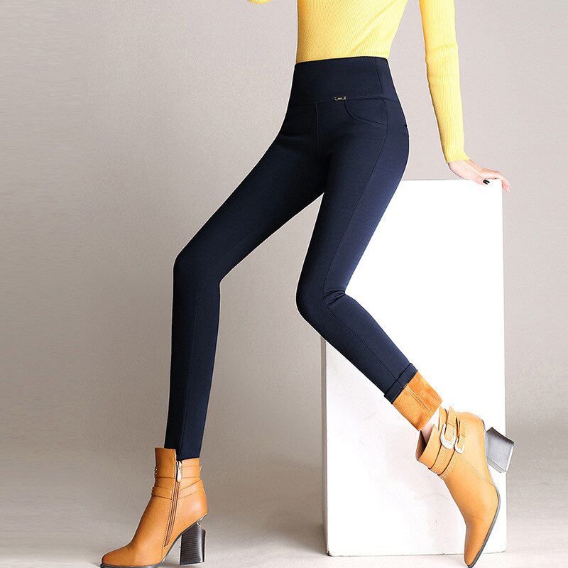 Oversized Winter Trousers For Women Warm Fleeces Pencil Pants High Waist Stretch ening Leggings Casual Pants P8612