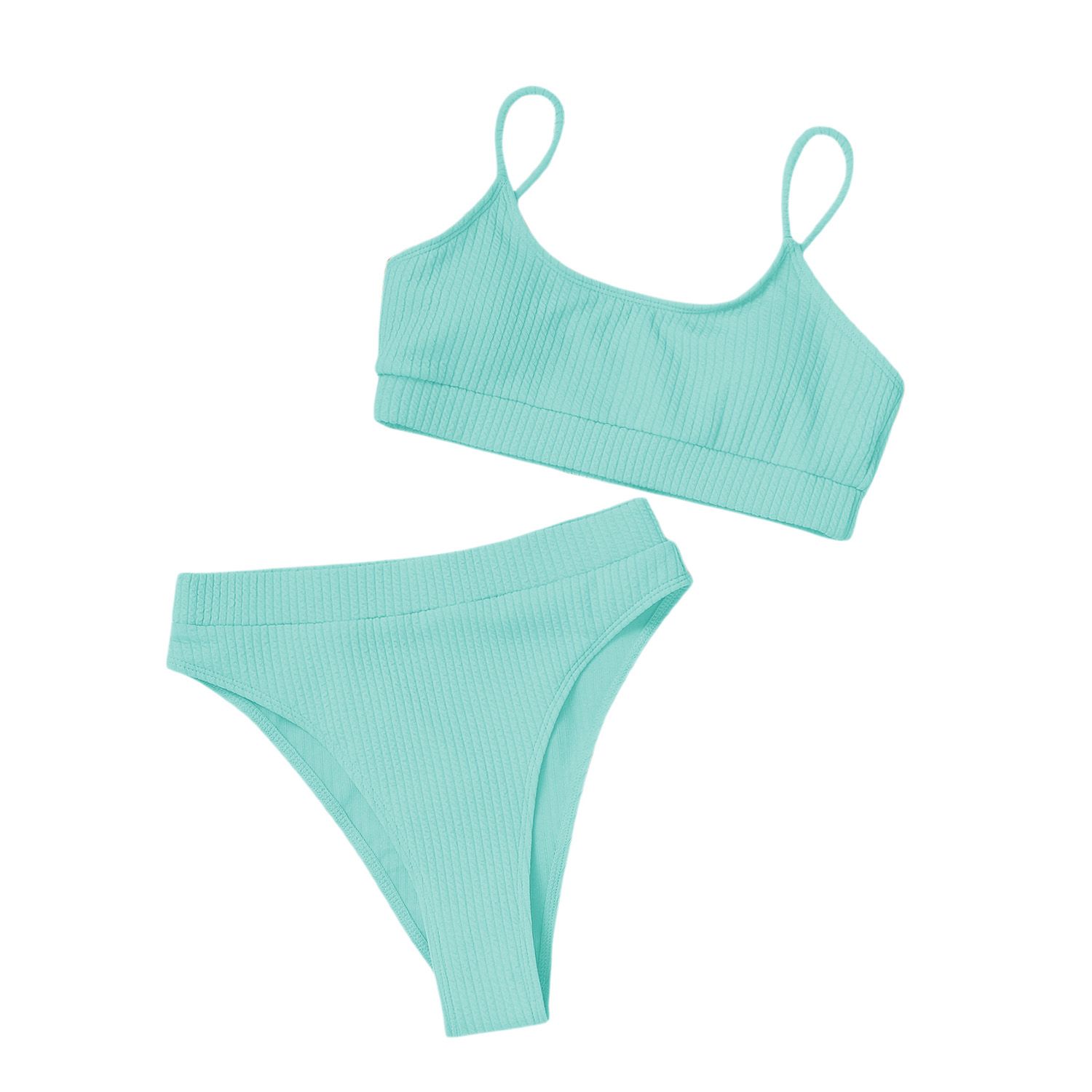 Women's Swimsuit Sets, Sling U Neck Swim Bra High Waist Panty Bikini Swimwear Beachwear