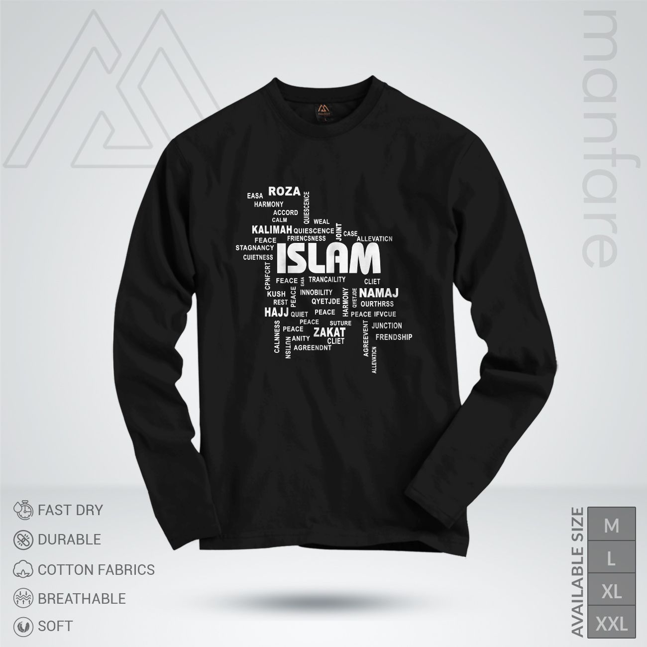 Manfare's Islamic Typographic Long Sleeve T Shirt( MF-241-L)T Shirt For Man - T Shirt For Man