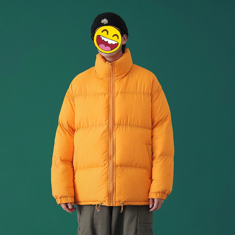 Men All-match Solid Puffers Coat Winter Japan Couple Harajuku Hop Loose High Street Casual Thicken Warm Jackets