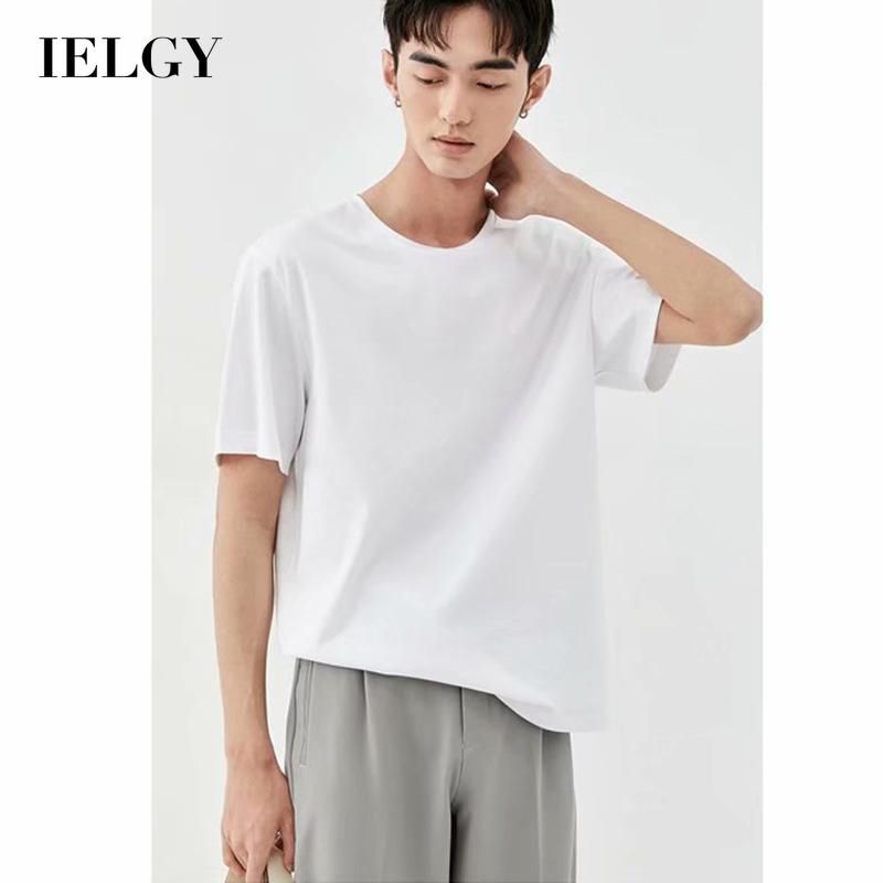 IELGY summer ice silk thin short-sleeved t-shirt men's half-sleeved t-shirt bottoming shirt Korean version of the trend of simple tops