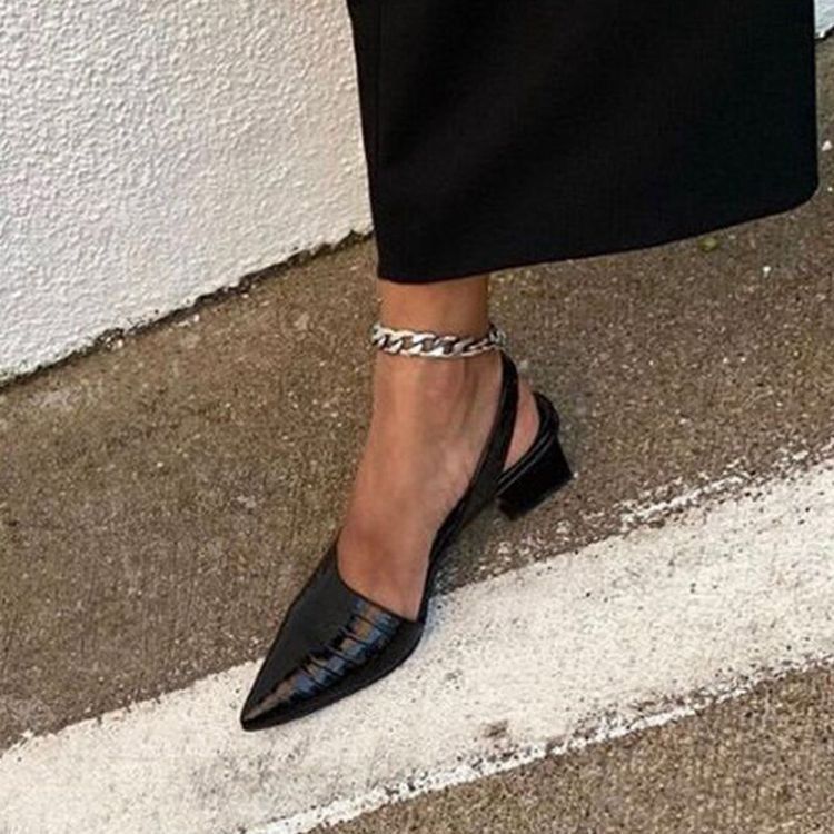 Vintage Pointed Toe Women Shoes Pumps Spring Summer Party Dancing Slingback Heel Sandals Sadalias Femininas