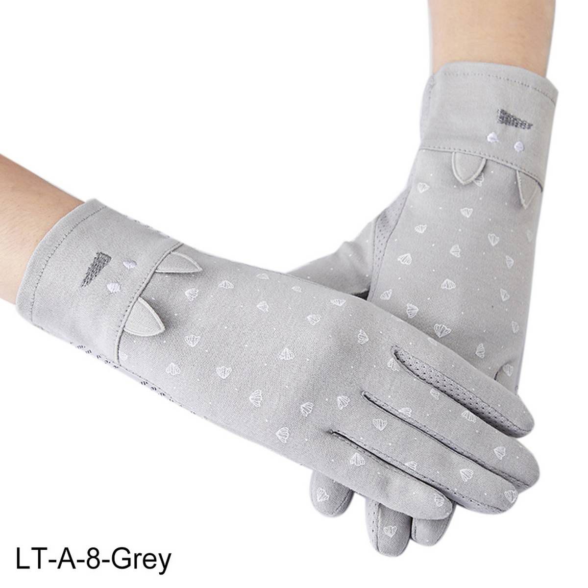 Women Rabbit Ear Dotted Thin Anti UV Slip Touch Screen Driving Gloves