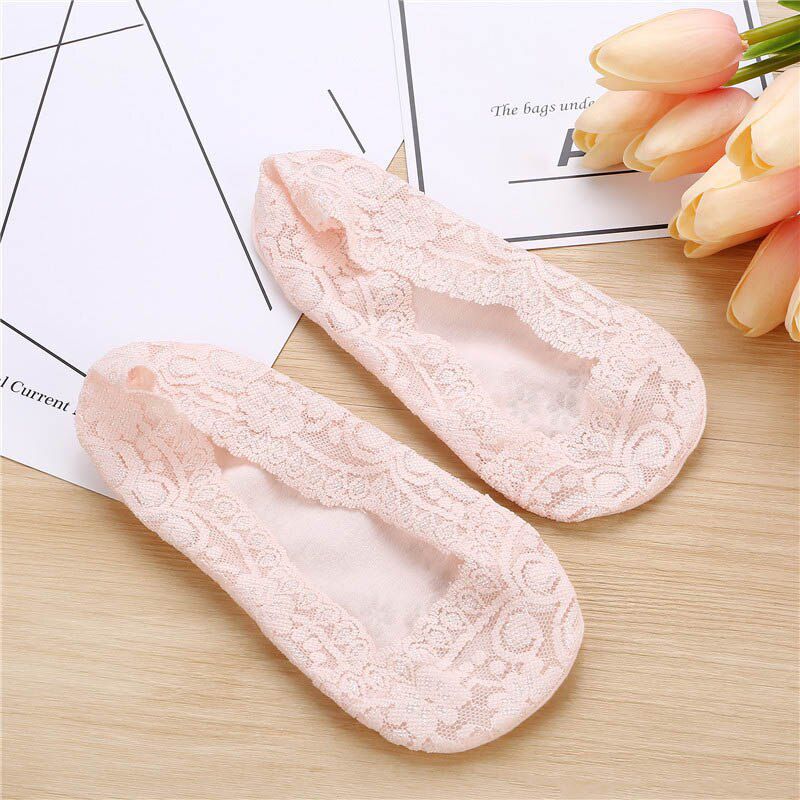Sale Silicone shallow Women Lace Slipper Ankle Socks Invisible Seamless Girls Low Cut Boat cotton Thick Socks
