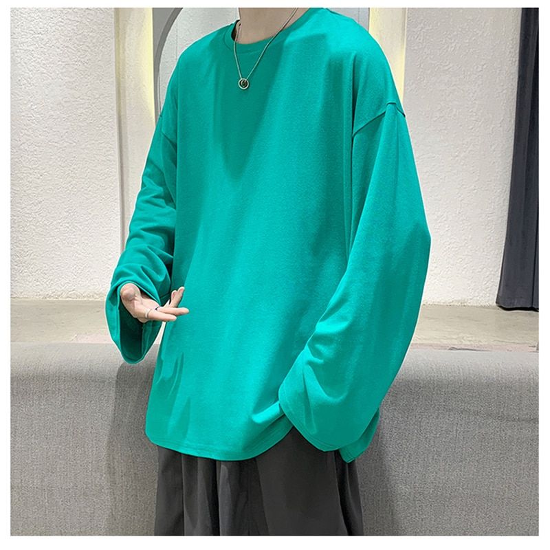 100% Cotton Oversize  Men's Women T-shirt Man Long sleeves Pure Color Men t shirt T-shirts For Male Female Tops