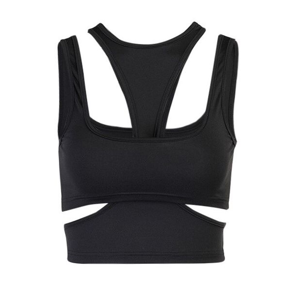 Cut Out Fake 2 Piece Crop Tops Summer Clothes for Women Gothic Punk Streetwear Tank Top Black White