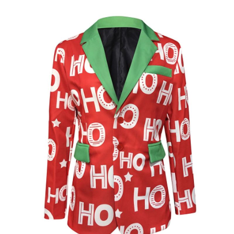 Suit Jacket for Men Unique and Fashionable Suit Collar and Long Sleeve Suit Jacket with Snowflake Snowman or Letter Patterns for Men Formal Coat for Men