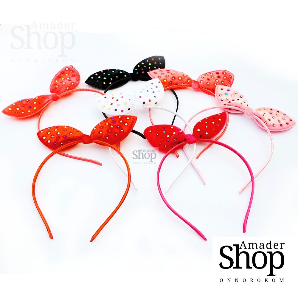 Cat Head Hair Band Girl Cute Multicolor Stone Velvet Hair Band Clip - Hair Band