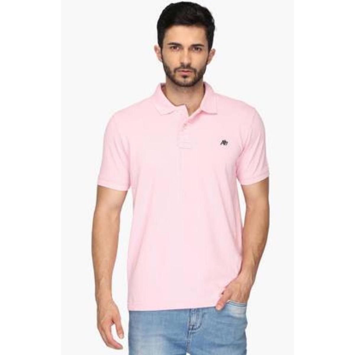 Pink Cotton Polo for Men