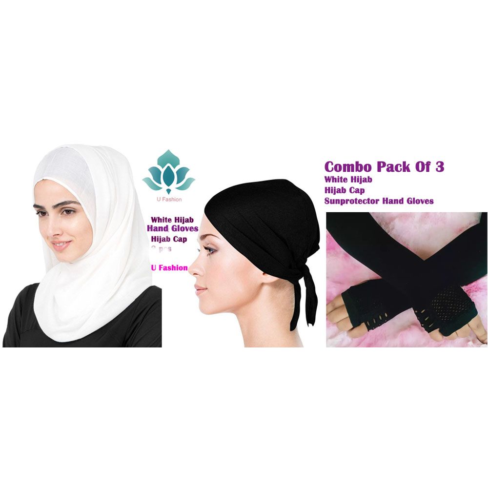 Georgette  Shiffon hijab, Hijab Cap and Sun protector Hand Gloves