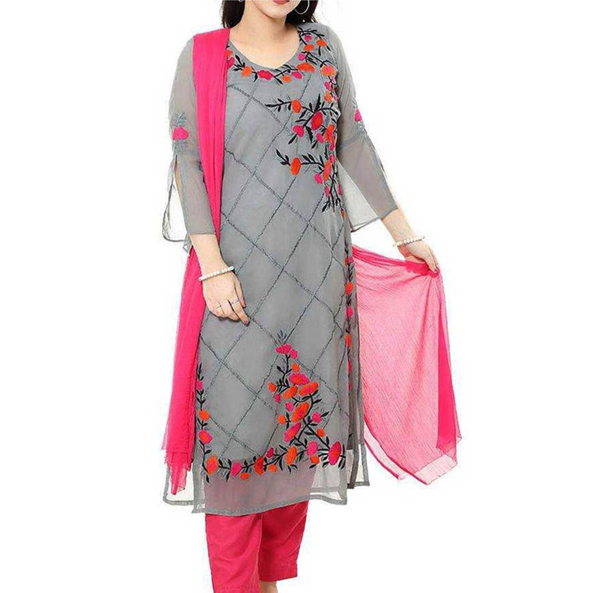 Indian Stylish Unstitched Georgette/Jorjet Embroidery Work Salwar Kameez Three Piece Fashion For Women {3 Piece}-à¦à¦°à¦à§à¦ à¦¥à§à¦°à¦¿ à¦ªà¦¿à¦¸