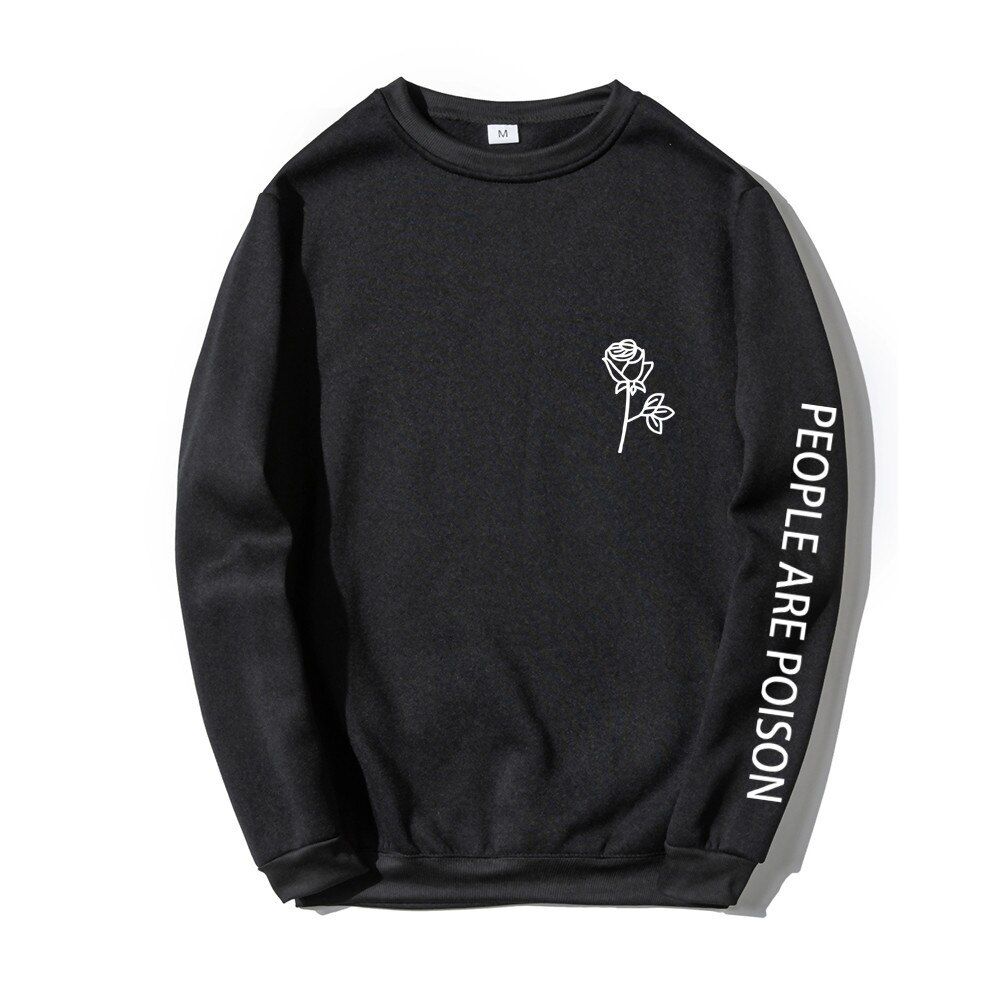 Autumn Winter Sweatshirt Men Fashion Streetwear clothes Rose flower Print sweat capuche Tops Pullover mens Hoodies Sweatshirt