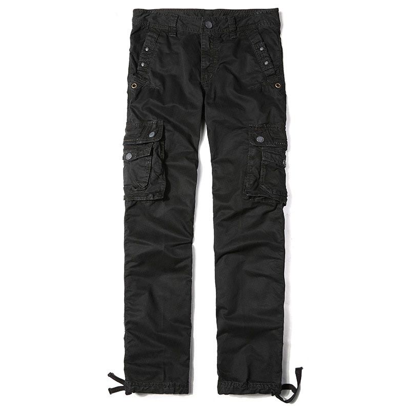 Men's Casual Pants Pure Cotton Washed Loose Multi-pocket Overalls Large Size Men's Trousers Overalls Trousers Solid Color
