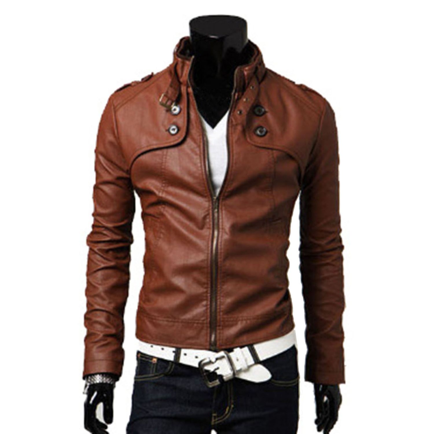Coat Solid Color Faux Leather Autumn Coat