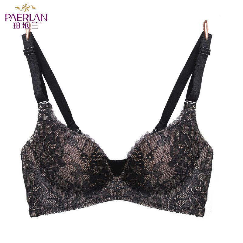 PAERLAN Seamless Wire Free zero bound bra Push Up vice milk deep V  lingerie lace comfortable  One-Piece Lycra Back Closure