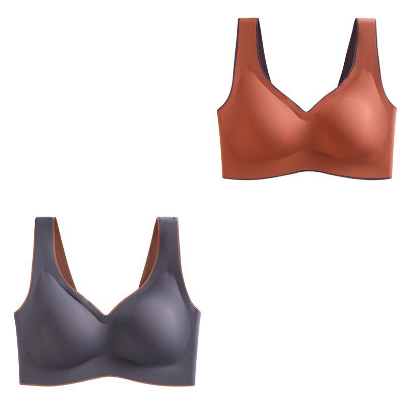 2 Pcs Bras For Women Seamless Latex Underwear Women Bra With Pad Push Up Female Intimate Fashion Very Comfortable Bralette