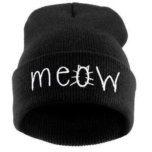 Embroidery Meow Winter Hat Men Caps Women's Warm Hip Hop Bonnet Blends Knitted Hat Female Skullies Beanies
