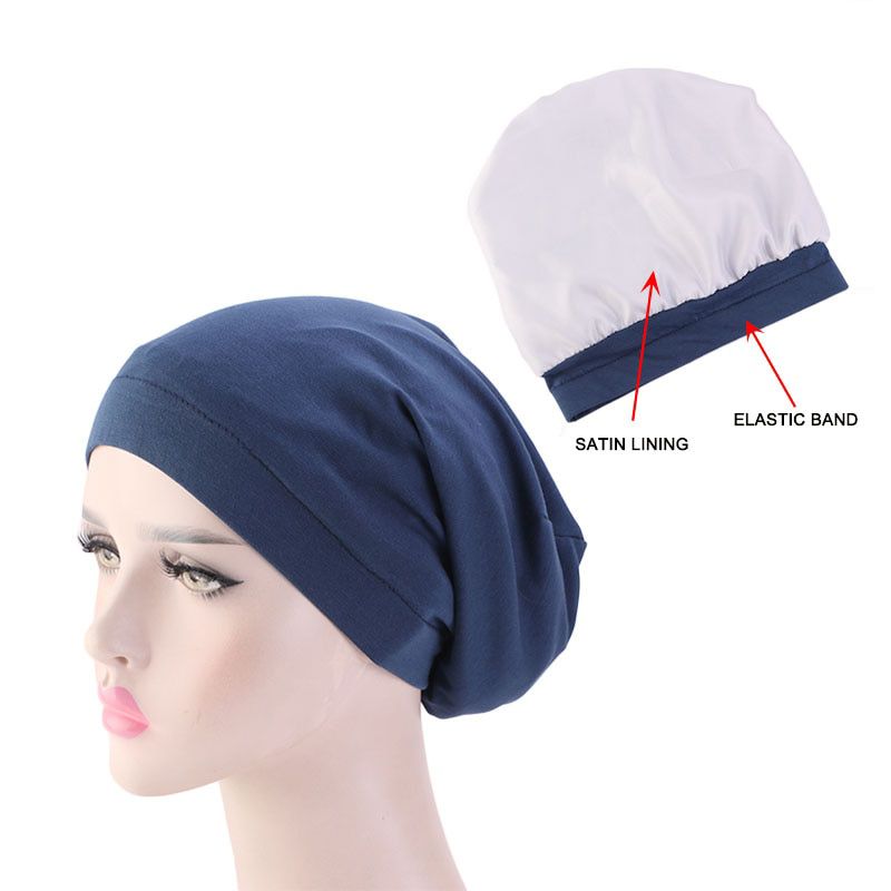 Women satin lining chemo cap elastic band night sleep cap Cancer Chemotherapy Chemo Beanies Cap Headwear Hair Accessories