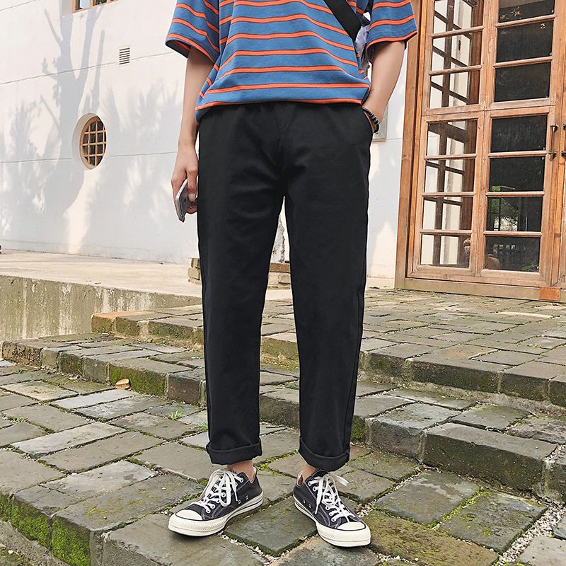 [S-3XL] Pants Men Long Plus Size Straight Cut Korean Fashion Men ClothesHarajuku Plain Casual Big Size Men's Chinos Pants Trousers