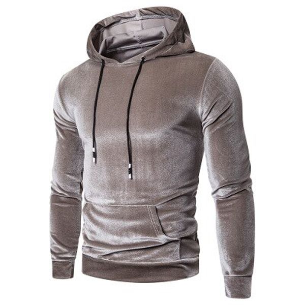 Men's Korean Velvet Hooded Hoodies Multicolor Solid Color Coat Color Velour Hoodies Men Keep warm Pullovers  Hop Sweatshirts