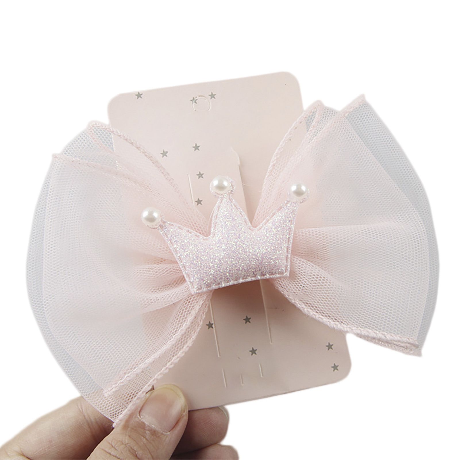 Hair Clip Crown Design Hair Decor Korean Style Girls Bowknot Hairpin for Birthday Party