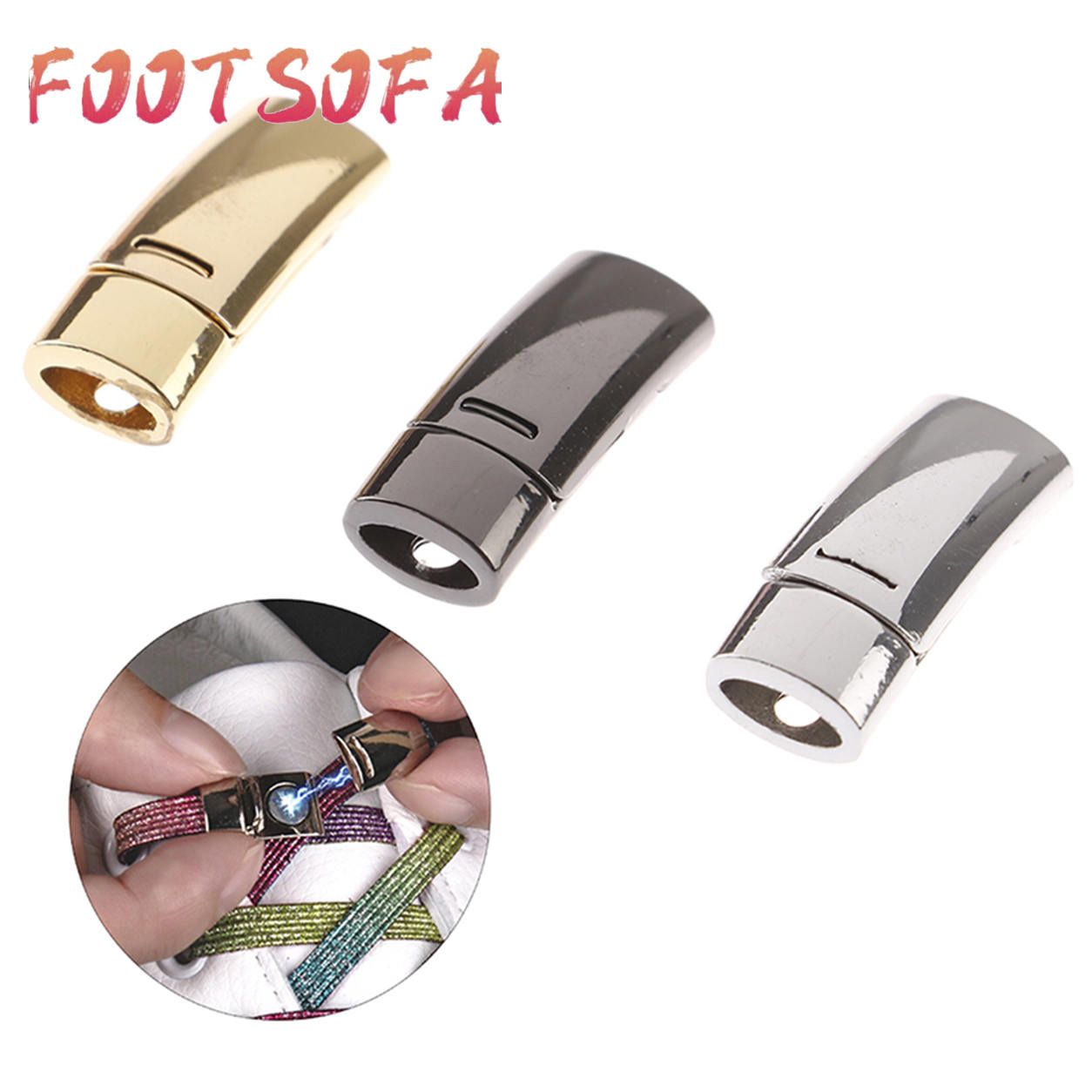 1Pair Thick Magnetic Shoelace Buckle Metal No Tie Lazy Shoe Laces Buckle