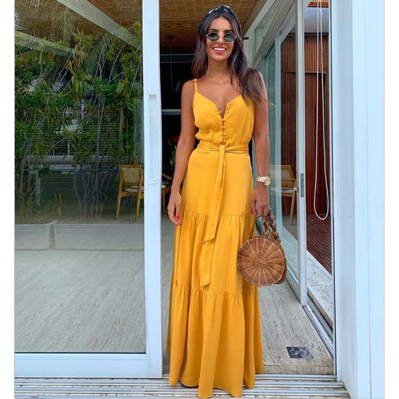 Summer Green Tunic Maxi Dress V Neck Robe Femme Belt Elegant Ruffles Party Long DressesCasual Vestidos Mujer