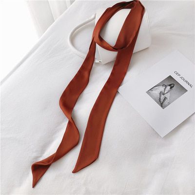 Luna&Dolphin Women Narrow Long Scarf 200x5cm Solid Color Chiffon Silk Rubber Red Tie Black Bag Ribbon Headbands Choker Streamer