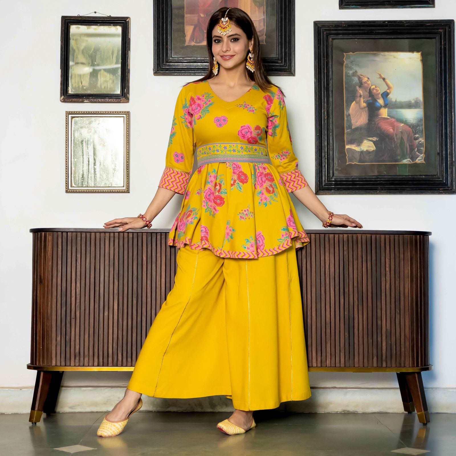 yellow Inaayat Mustard Sharara Set k167
