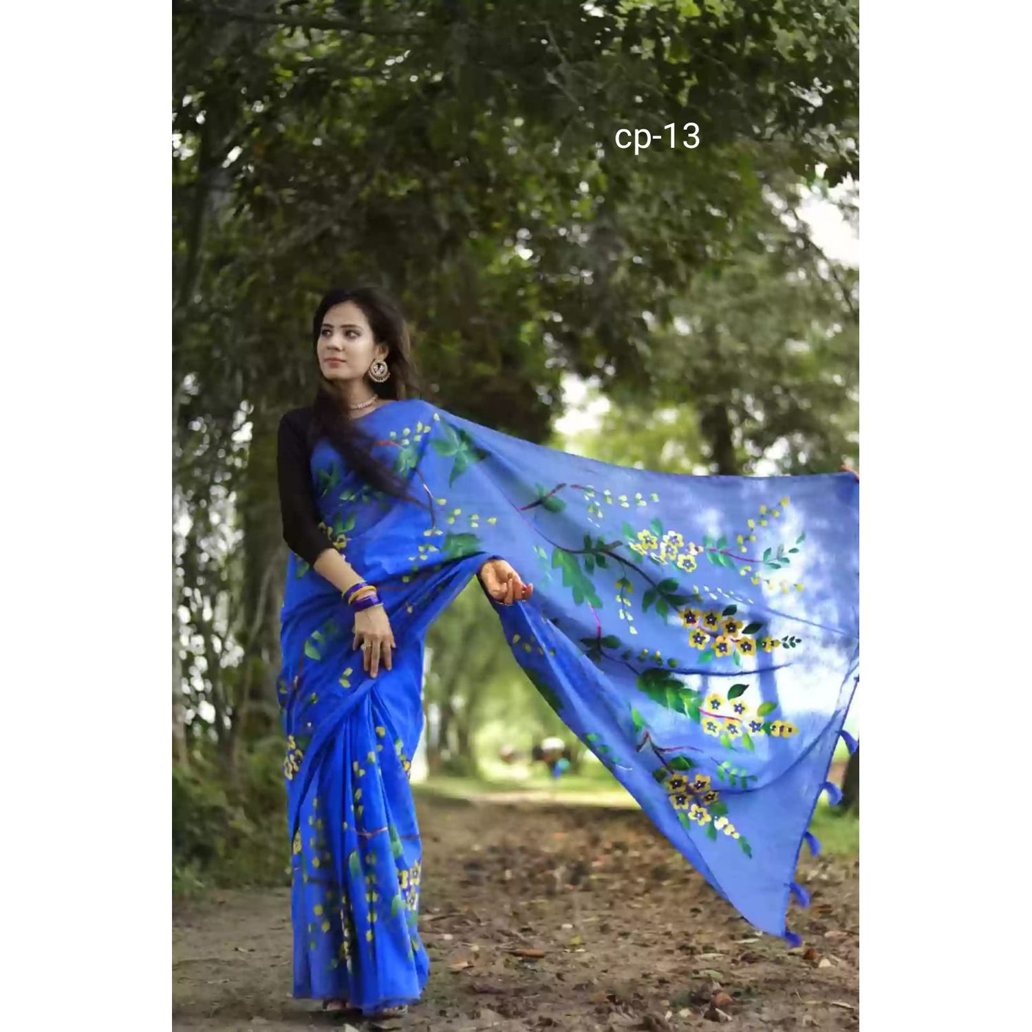 Hand Print New Excellent,Fashionable, Stylish and Comfortable, Half Silk Sharee For Women bY Bonga gadget হ্যান্ড প্রিন্ট শাড়ি