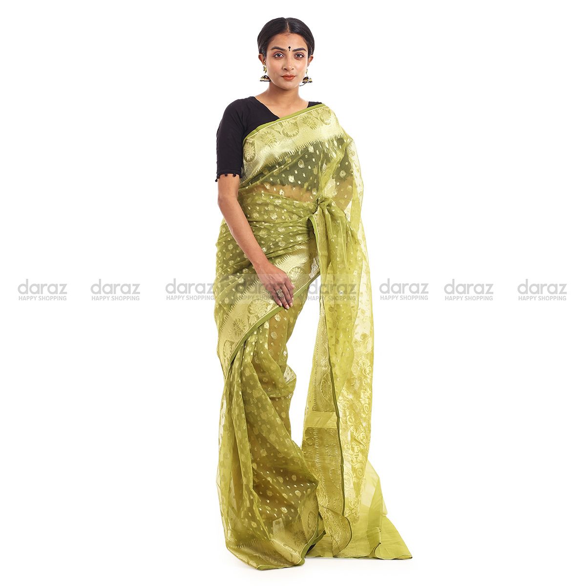 Jamdani Muslin Silk Sharee With Blouse Piece For Women's By Sells Bazar BD