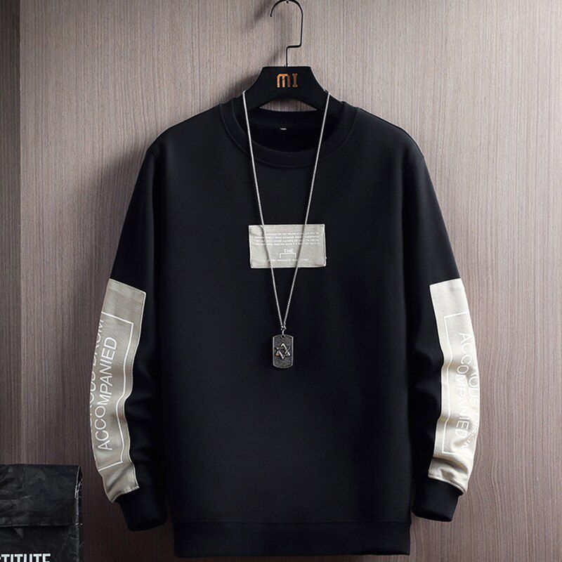 Autumn Men Casual Sweatshirts Harajuku Printed Men Long Sleeve Hoodies Korean Man Loose Pullovers Homme Spring Wearing