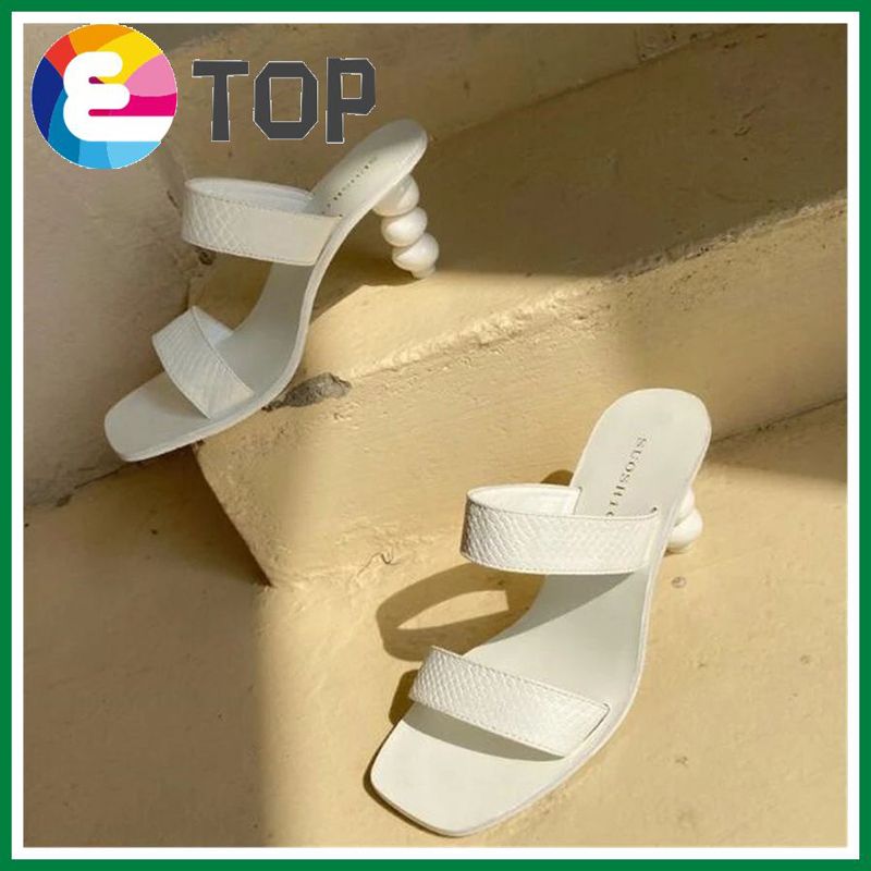 2021 Strange Heel Women Sandals Square Toe Transparency PVC Sandals Ladies Mules Summer Gladiator Sandal Feminina Casual Slides