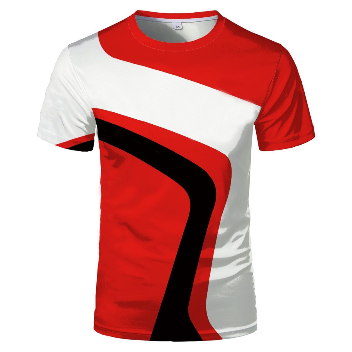 Summer Thin Section Round Neck Short Sleeve Simple Black Red and We Color Scheme Men's Top T-shirt Trend Bottoming Shirt Fash