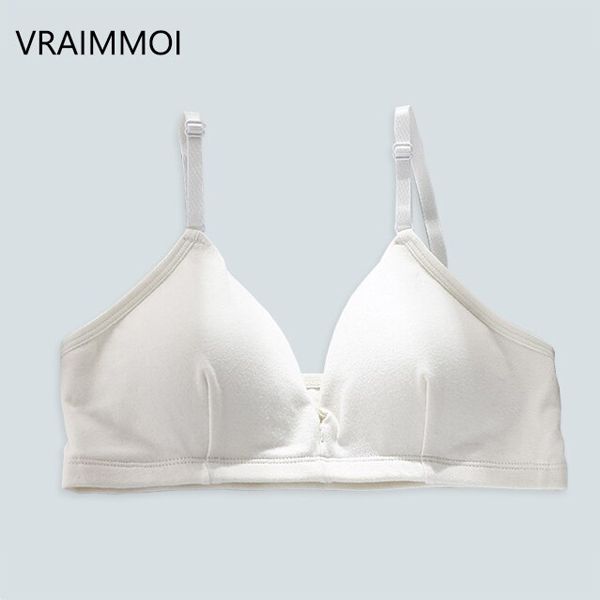 VRAIMMOI  Bra for Women Intimate Solid Black / White Color Bralette Push Up Bra Wireless Cotton Underwear Female Lingerie