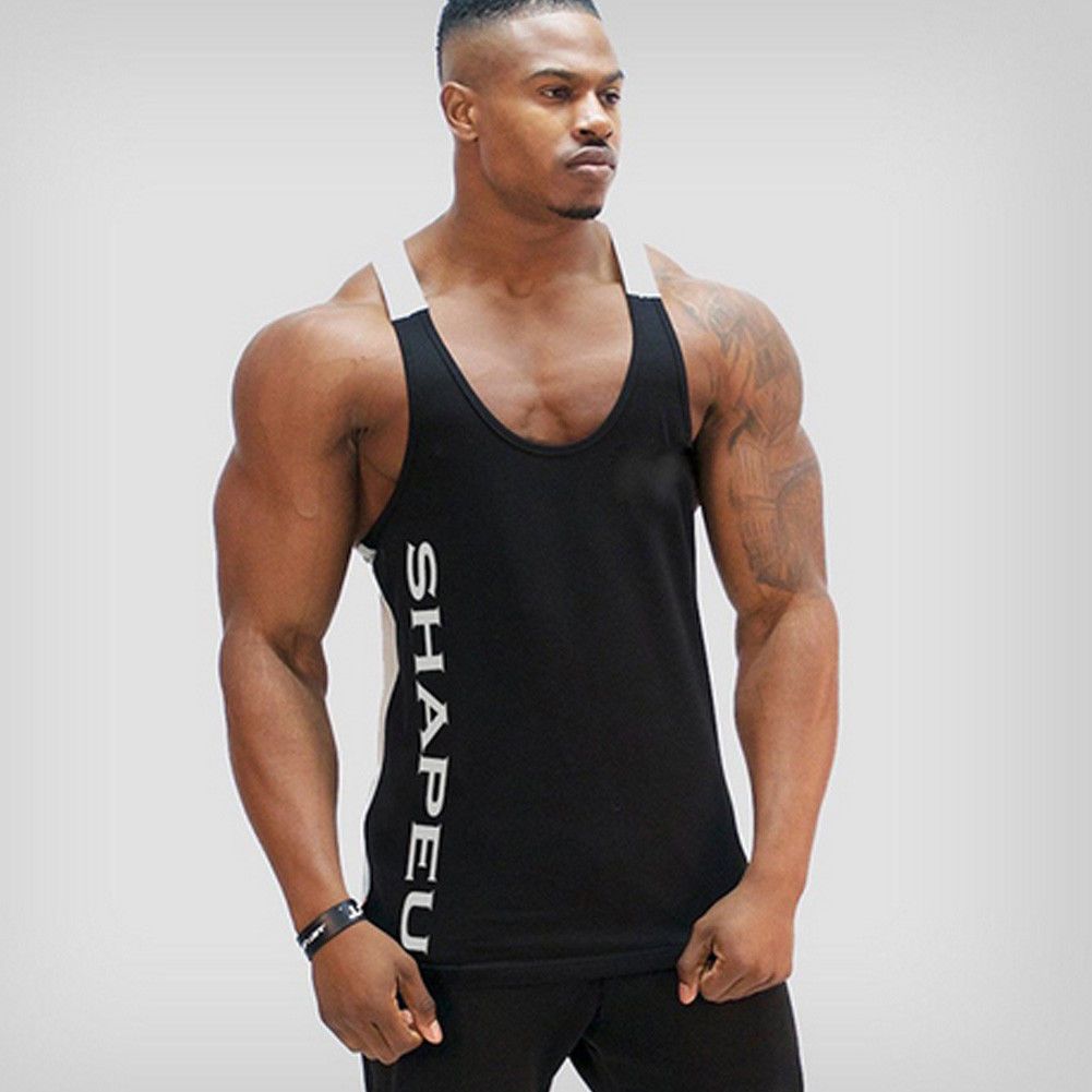 Gym Men Stringer TaTop Bodybuilding Fitness Singlets Muscle Vest Basketball Casual TaTops