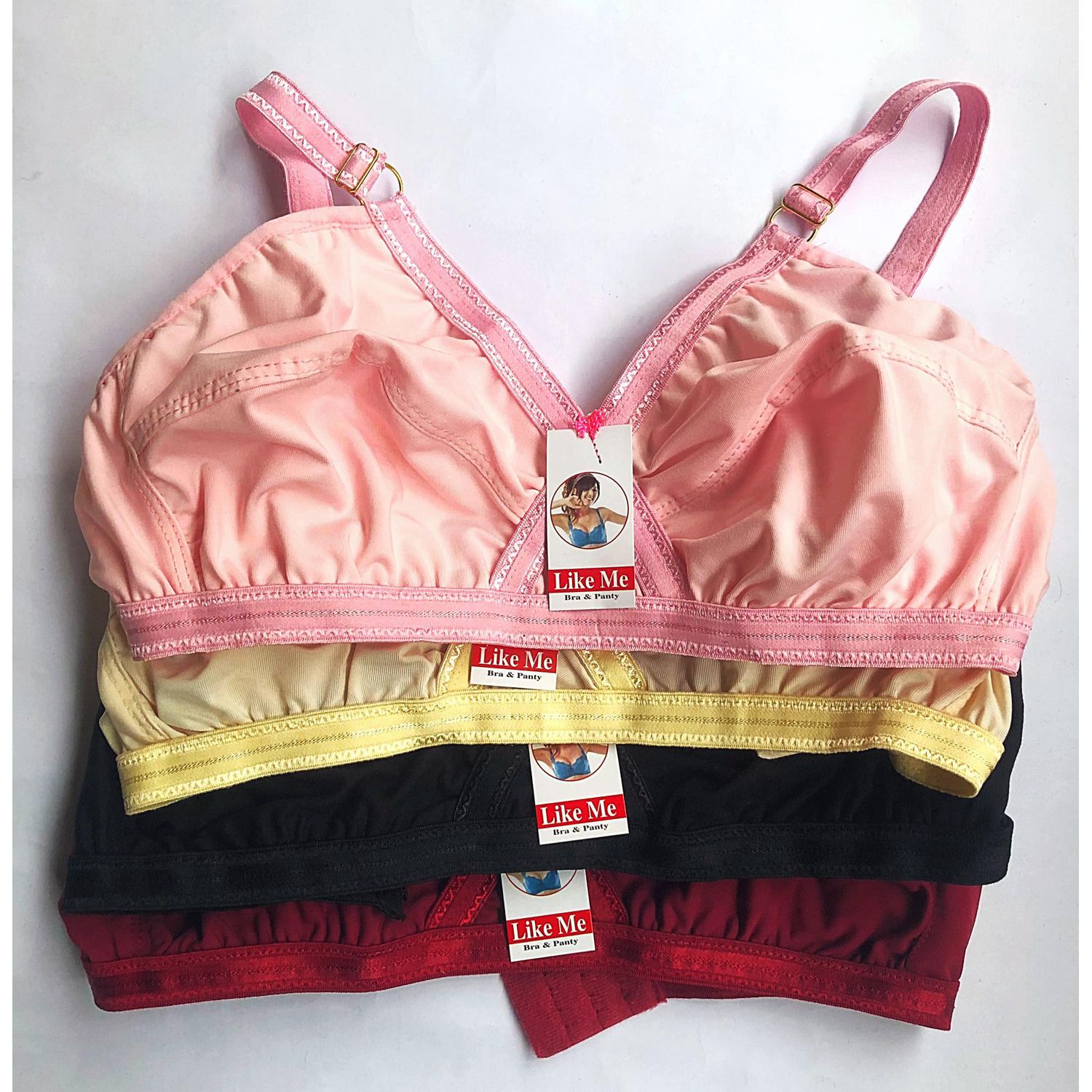 Streachable Soft and Comfortable Multicolor Bra for Woman -- ( 4 pcs ) - Bra - Bra