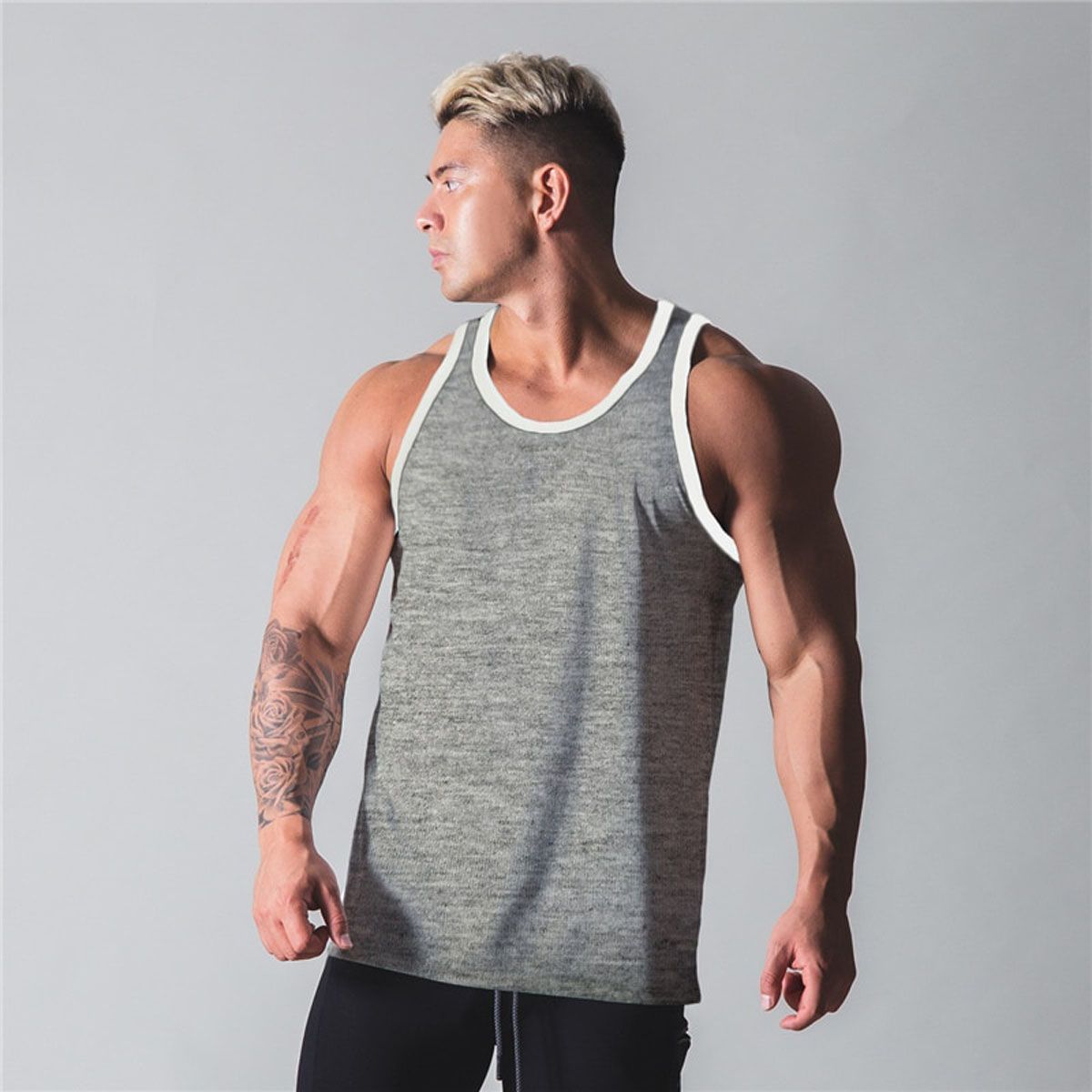 Men Bodybuilding Patchwork TaTops Gym Workout Fitness Cotton Sleeveless Shirt Running Clothes Stringer Summer Casual Vest