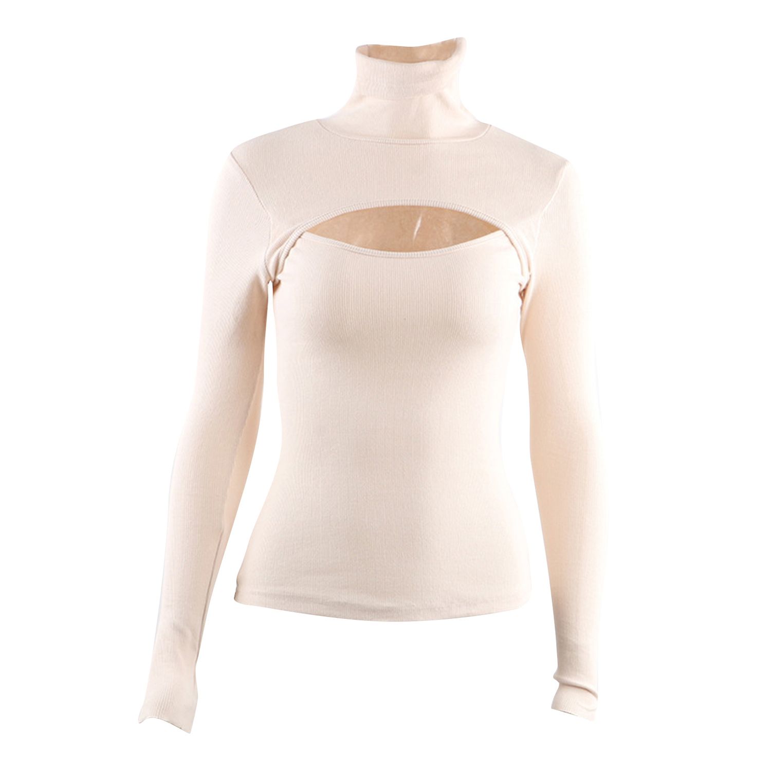 Female Blouse Tempting Ribbed Hollow Out Lady Pullover