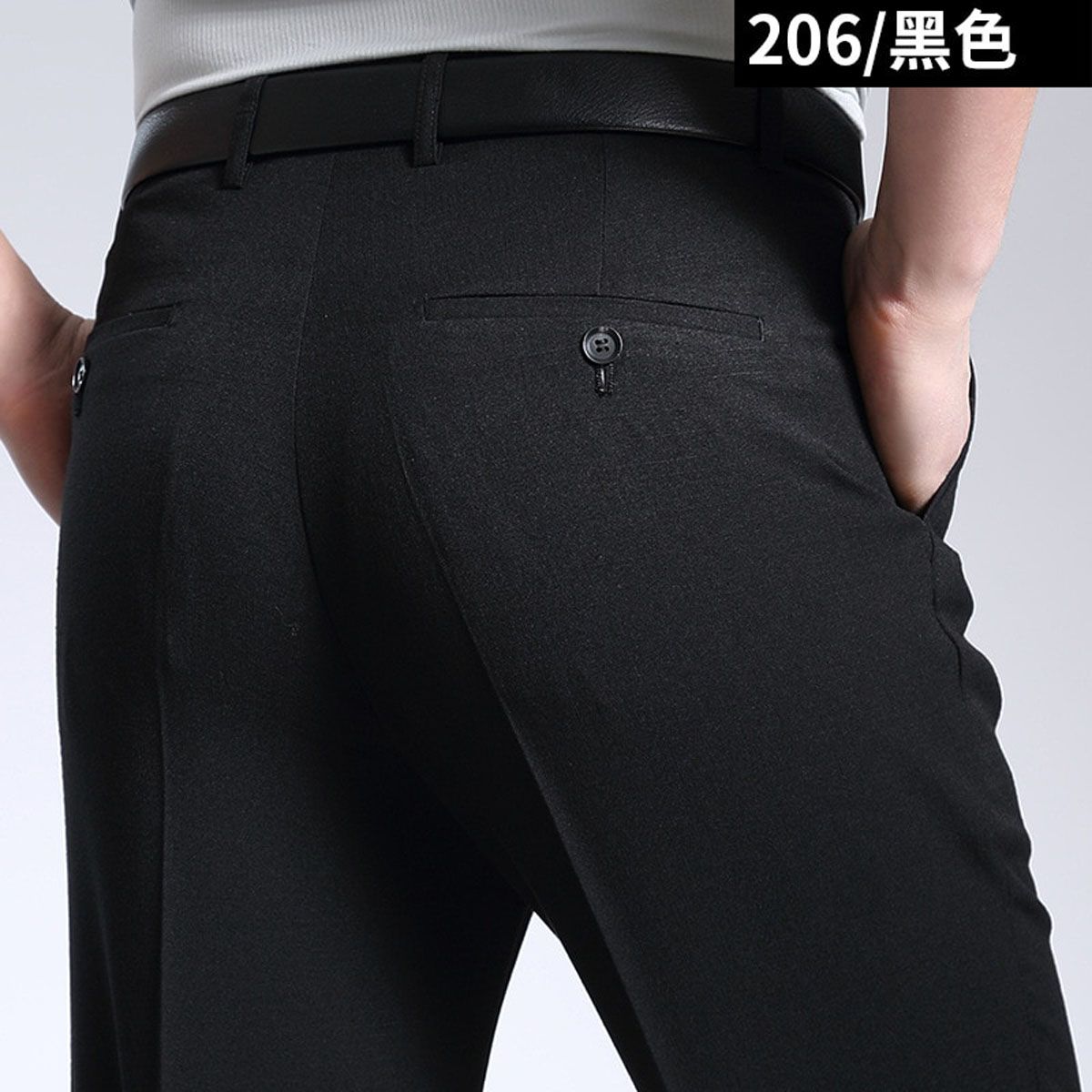 Spring Summer Thin Men Business Casual Linen Suit Pants Straight Wash And Wear Mens Breathable Loose Elastic Dress Trousers